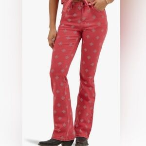 Wrangler High Rise Bold Boot Red Boot Cut Jeans 12/31X32 Cowgirl Western Rodeo